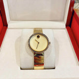 Shop Movado Edge Gold Dial Gold Steel Strap Watch for Women - 3680014 in USA
