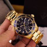 Shop Guess Chaser Multifunction Blue Dial Gold Steel Strap Watch for Men - W0172G5 in USA