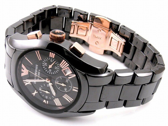 Emporio Armani Chronograph Black Ceramic Stainless Steel Dial Watch For Women - AR1411 Buy Now By Emporio Armani
