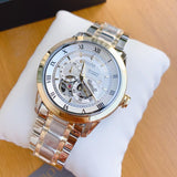 Bulova BVA Skeleton Silver Dial Two Tone Steel Strap Watch for Men - 98A230 Buy Now By Bulova