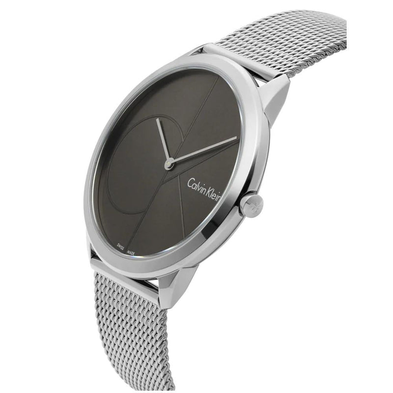 Calvin Klein Minimal Black Dial Silver Mesh Bracelet Watch for Men - K3M21123 Buy Now By Calvin Klein