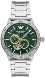 Emporio Armani Meccanico Automatic Green Dial Silver Steel Strap Watch For Men - AR60053