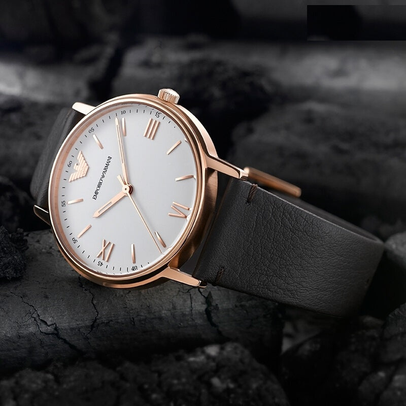 Emporio Armani Dress Quartz White Dial Brown Leather Strap Watch For Men - AR11011 Buy Now By Emporio Armani