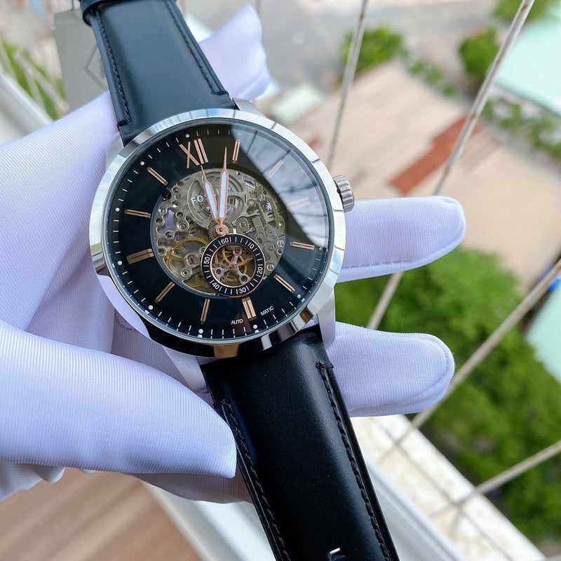 Fossil Townsman Skeleton Black Dial Black Leather Strap Watch for Men - ME3153 Buy Now By Fossil