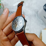 Fossil Forrester Automatic Skeleton Grey Dial Brown Leather Strap Watch for Men - ME3178 Buy Now By Fossil