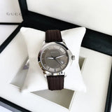 Shop Gucci G Timeless Quartz Brown Dial Brown Rubber Strap Watch For Men - YA126403 in USA