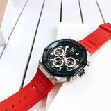 Guess Momentum Black Dial Red Rubber Strap Watch for Men - GW0263G3 Buy Now By Guess