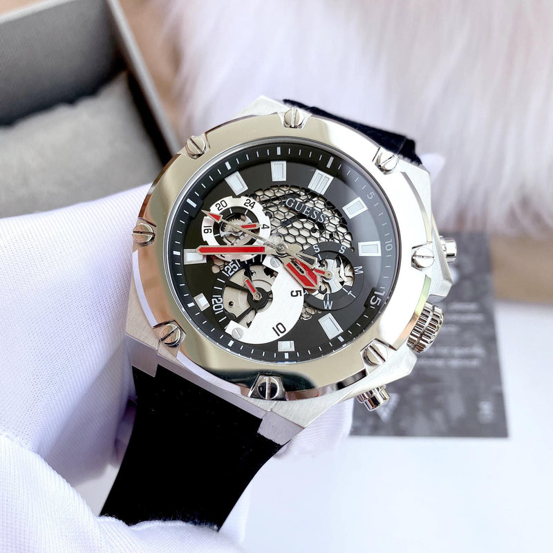 Guess Third Grear Multi Function Black Dial Black Rubber Strap Watch for Men- GW0334G1 Buy Now By Guess