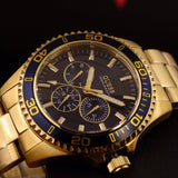 Shop Guess Chaser Multifunction Blue Dial Gold Steel Strap Watch for Men - W0172G5 in USA