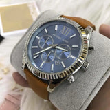 Michael Kors Lexington Chronograph Blue Dial Brown Leather Strap Watch For Men - MK8537 Buy Now By Michael Kors