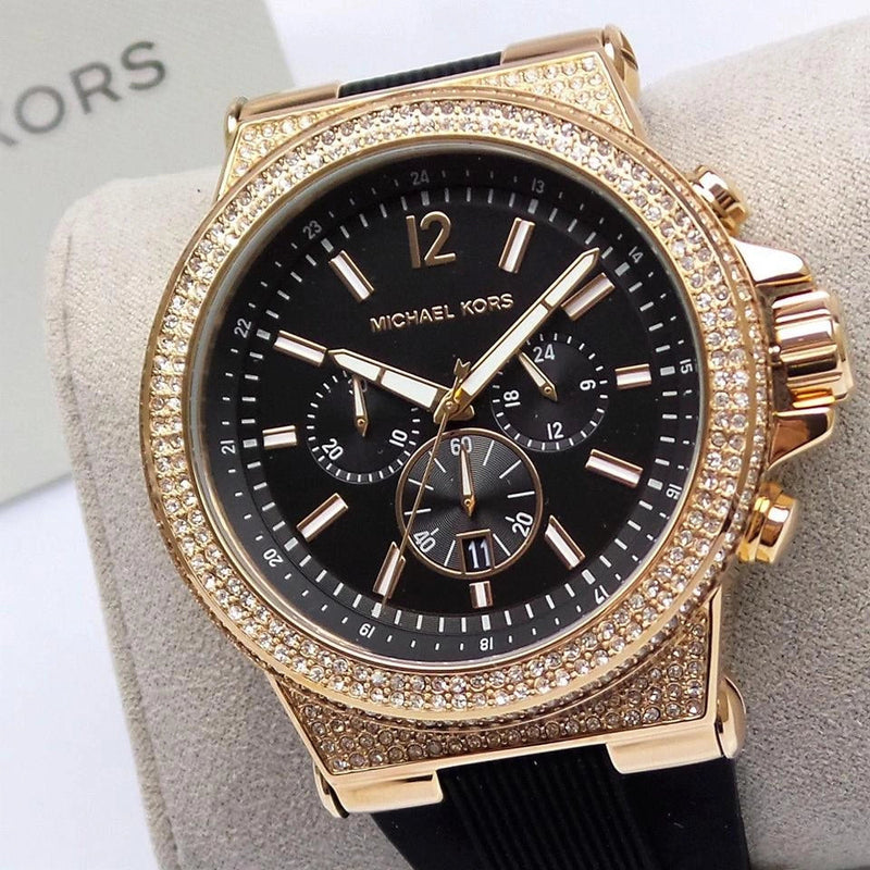Michael Kors Dylan Chronograph Black Dial Black Rubber Strap Watch For Women - MK8556 Buy Now By Michael Kors