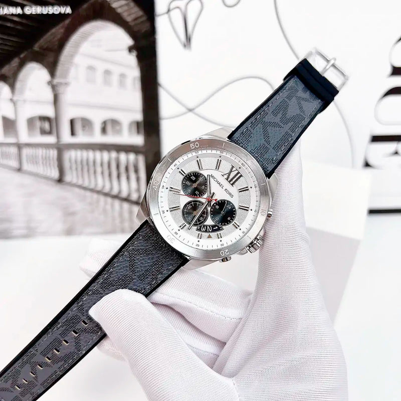 Michael Kors Brecken Chronograph Silver Dial Grey Leather Strap Watch For Men - MK8922 Buy Now By Michael Kors