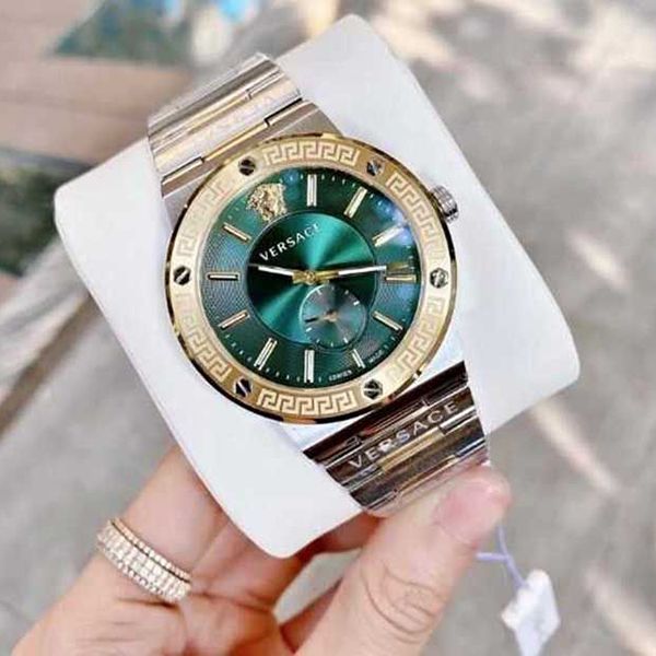 Versace Greca Green Dial Silver Steel Strap Watch for Men - VEVI00420 Buy Now By Versace
