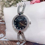 Bulova Crystal Black Mother of Pearl Dial Silver Steel Strap Watch for Women - 96L224 Buy Now By Bulova