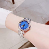 Bulova Crystal Collection Blue Mother of Pearl Dial Silver Steel Strap Watch for Women - 96L238 Buy Now By Bulova