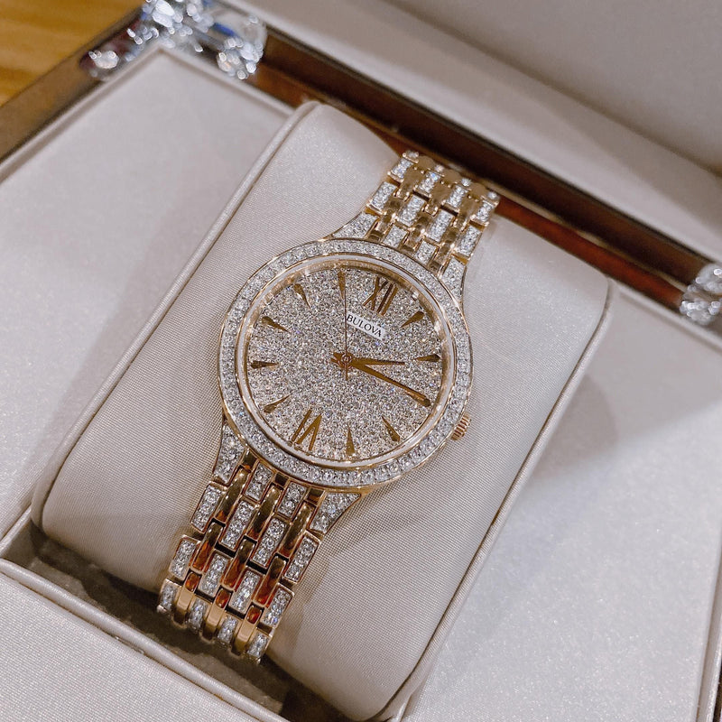 Bulova Crystal Collection Silver Crystals Dial Two Tone Steel Strap Watch for Women - 98L235 Buy Now By Bulova