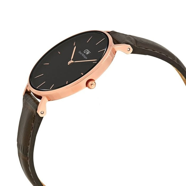 Daniel Wellington Classic Petite York Black Dial Brown Leather Strap Watch For Women - DW00100226 Buy Now By Daniel Wellington