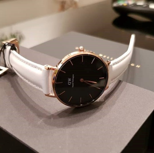 Daniel Wellington Classic Petite Bondi Black Dial White Leather Strap Watch For Women - DW00100283 Buy Now By Daniel Wellington