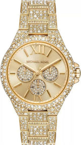 Shop Michael Kors Camille Pavé Crystals Gold Dial Gold Steel Strap Watch for Women - MK6958 in USA