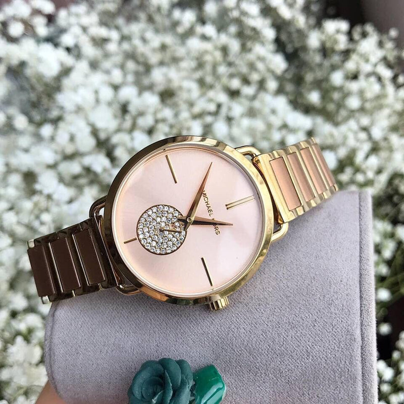 Michael Kors Portia Rose Gold Dial Two Tone Steel Strap Watch for Women - MK3706 Buy Now By Michael Kors
