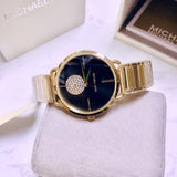 Michael Kors Portia Black Dial Gold Steel Strap Watch for Women - MK3788 Buy Now By Michael Kors