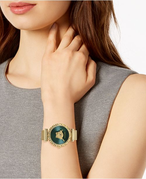 Versace Palazzo Empire Greca Green Dial Gold Mesh Bracelet Watch for Women - VEDV00819 Buy Now By Versace