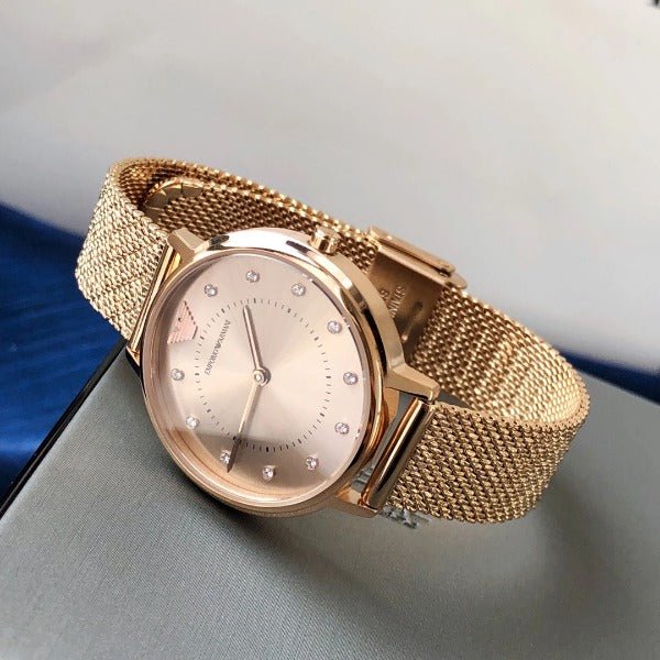 Emporio Armani Kappa Pink Dial Pink Mesh Bracelet Watch For Women - AR11129 Buy Now By Emporio Armani