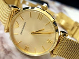 Emporio Armani Retro Gold Dial Gold Mesh Bracelet Watch For Women - AR1957