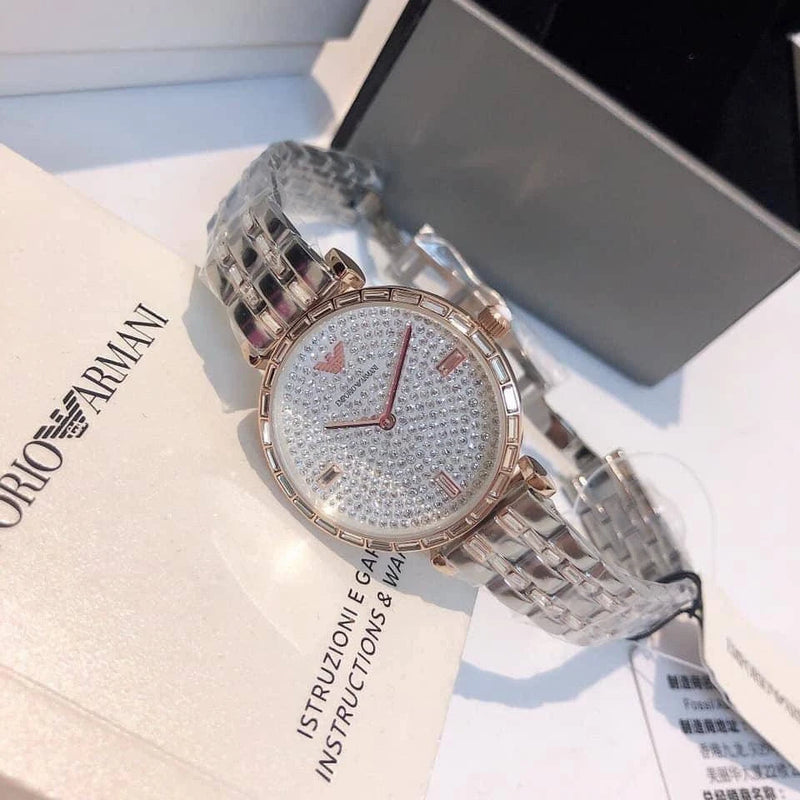 Emporio Armani Gianni T-Bar Silver Dial Two Tone Steel Strap Watch For Women - AR11293 Buy Now By Emporio Armani