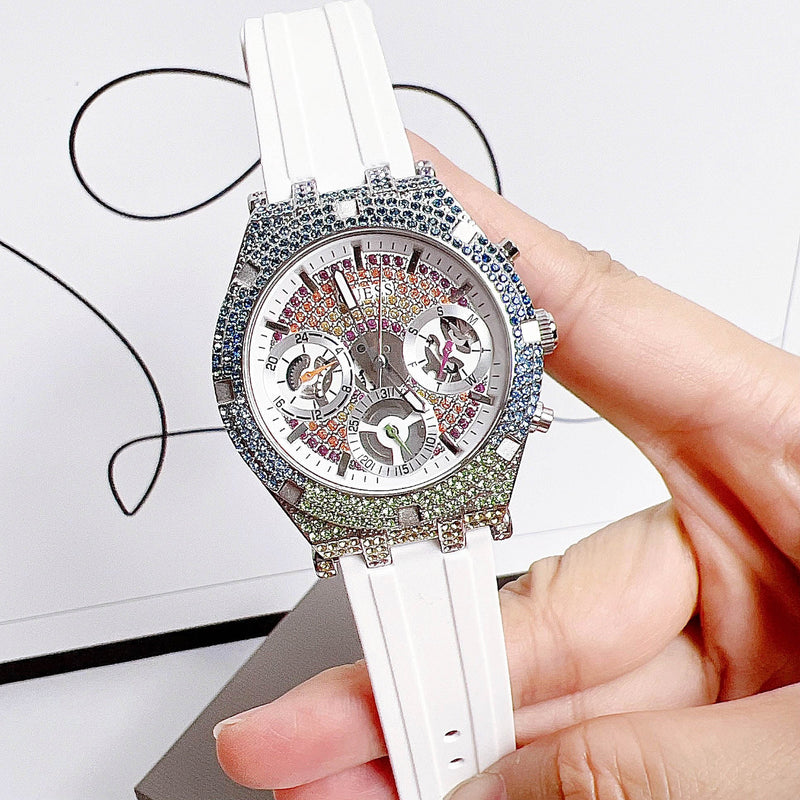Guess Glitz Pride Limited Edition White Dial White Rubber Strap Watch for Women - GW0407L4 Buy Now By Guess
