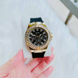Shop Guess Venus Diamonds Black Dial Black Rubber Strap Watch for Women - GW0118L1 in USA