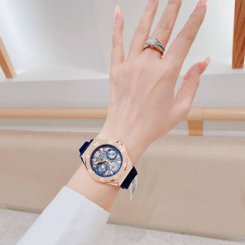 Guess Asteria Multifunction Blue Dial Blue Rubber Strap Watch For Women - GW0620L3 Buy Now By Guess