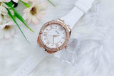 Guess Cosmo Diamonds Silver Dial White Rubber Strap Watch for Women - GW0034L2 Buy Now By Guess
