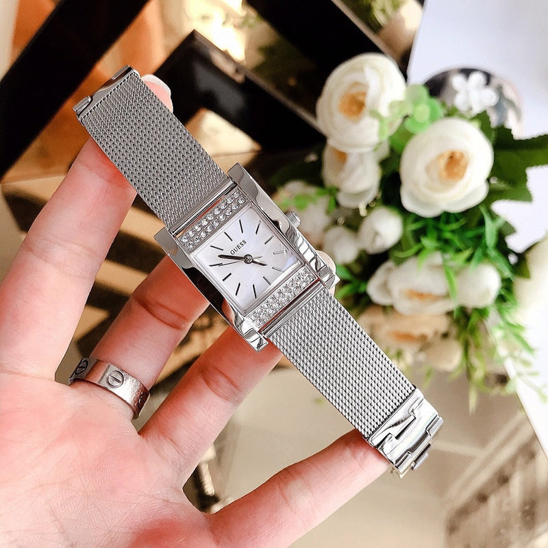 Guess Nouveau Diamonds Silver Dial Silver Mesh Bracelet Watch for Women - W0127L1 Buy Now By Guess