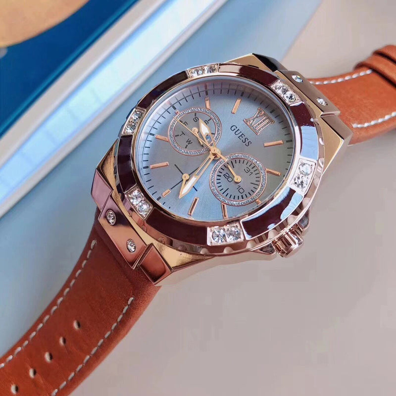 Guess Limelight Quartz White Dial Brown Leather Strap Watch For Women - W0775L7 Buy Now By Guess