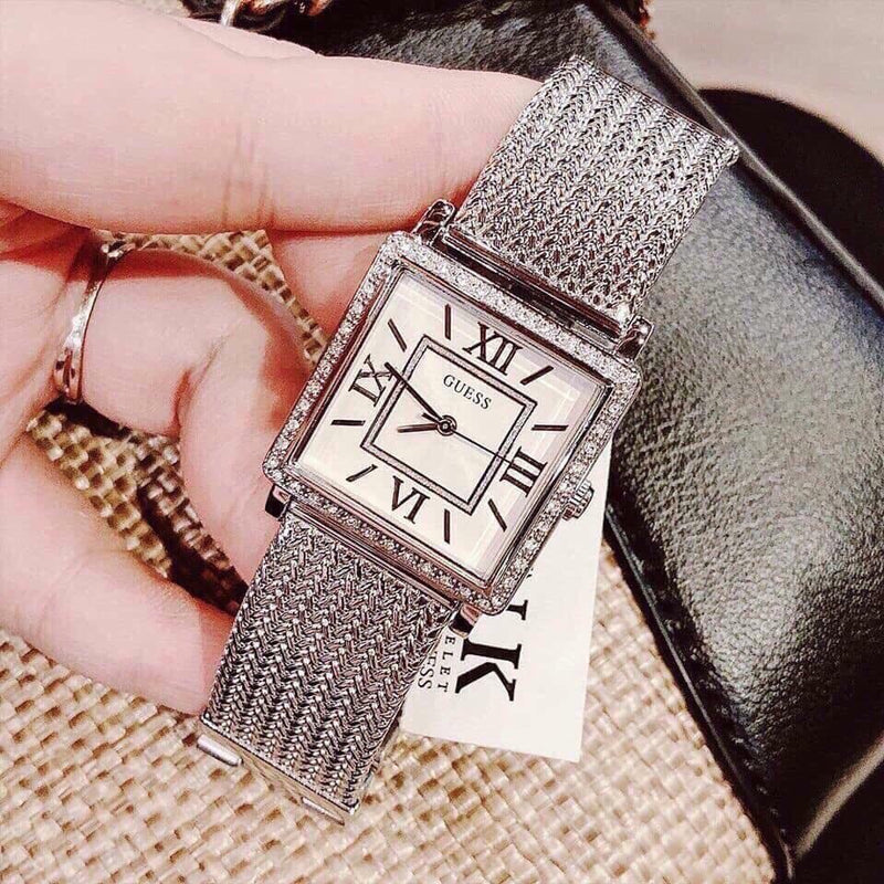 Guess Highline White Dial Silver Mesh Bracelet Watch For Women - W0826L1 Buy Now By Guess