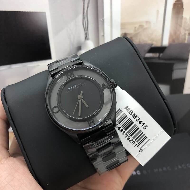 Marc Jacobs Tether Transparent Black Dial Black Steel Strap Watch for Women - MBM3415 Buy Now By Marc Jacobs