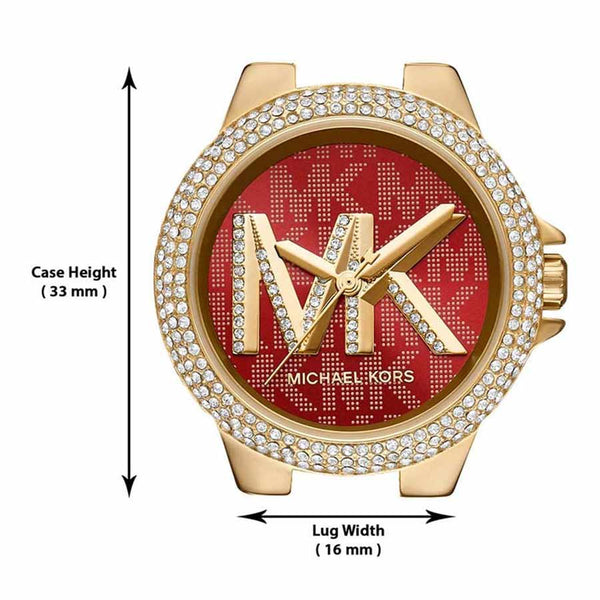 Shop Michael Kors Camille Analog Red Dial Gold Steel Strap Watch For Women - MK7196 in USA