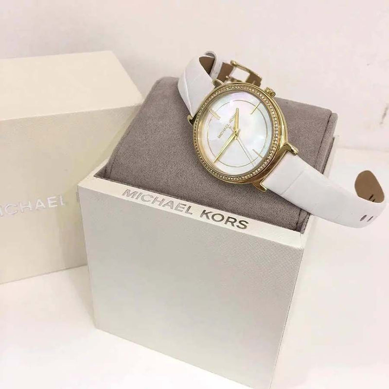 Michael Kors Cinthia Mother of Pearl Dial White Leather Strap Watch for Women - MK2662 Buy Now By Michael Kors