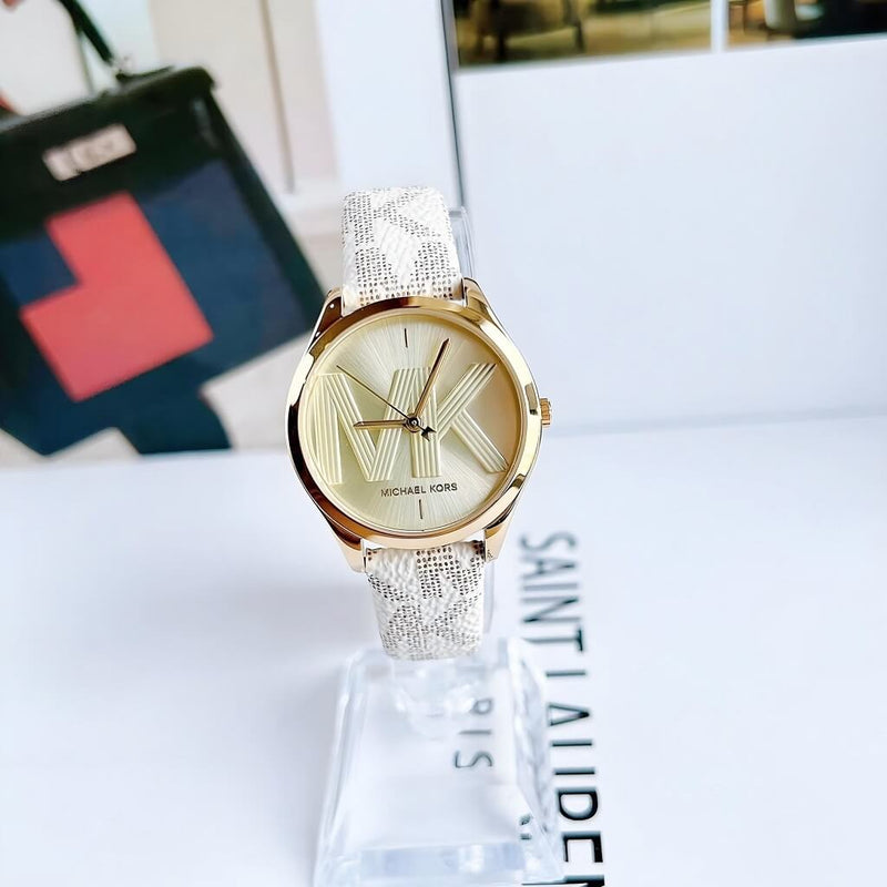 Michael Kors Jaycie Quartz Gold Dial White Leather Strap Watch for Women - MK2861 Buy Now By Michael Kors