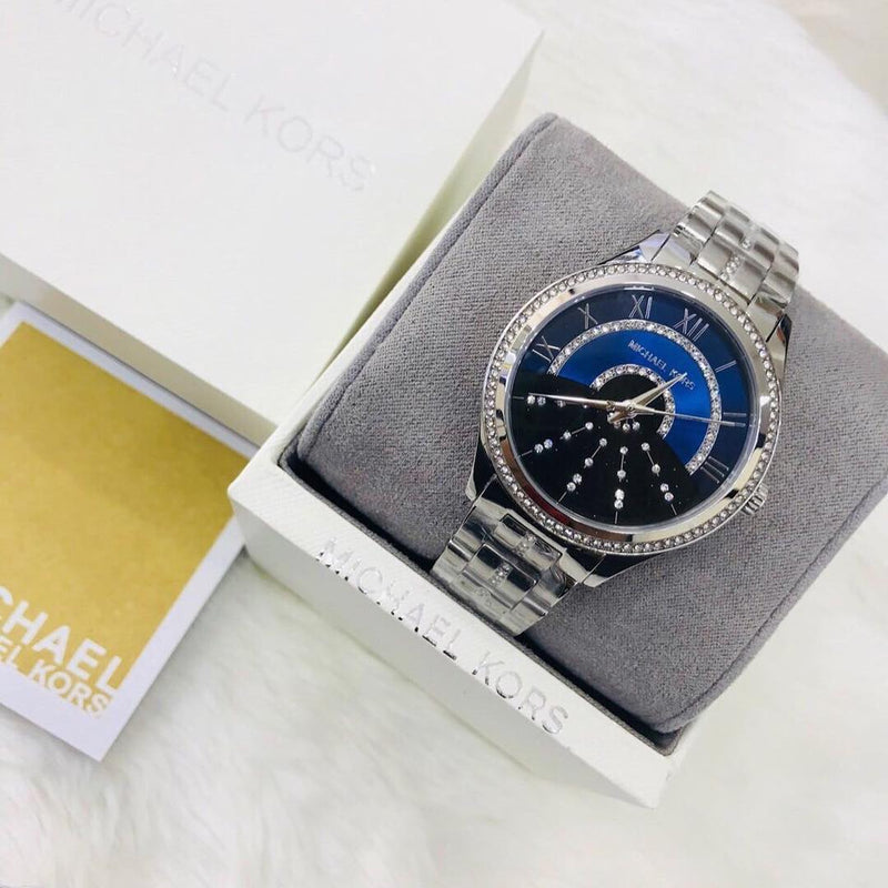 Michael Kors Lauryn Blue Dial Silver Steel Strap Watch for Women - MK3720 Buy Now By Michael Kors
