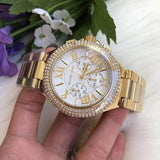 Shop Michael Kors Camille Silver Diamonds Dial Gold Steel Strap Watch for Women - MK5756 in USA