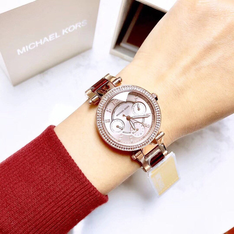 Michael Kors Parker Rose Gold Dial Two Tone Steel Strap Watch for Women - MK6239 Buy Now By Michael Kors
