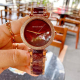 Michael Kors Parker Maroon Dial Two Tone Steel Strap Watch for Women - MK6412 Buy Now By Michael Kors