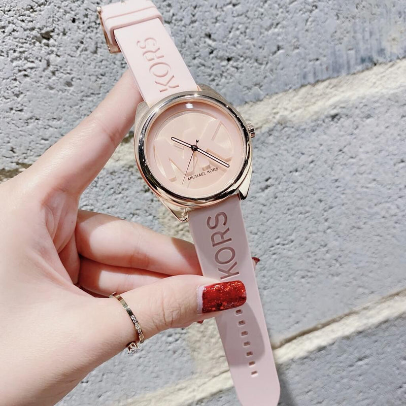 Michael Kors Janelle Three Hand Rose Gold Dial Pink Rubber Strap Watch For Women - MK7139 Buy Now By Michael Kors