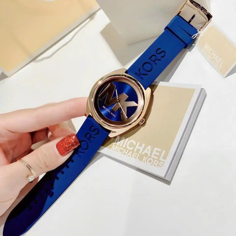 Michael Kors Janelle Three Hand Blue Dial Blue Rubber Strap Watch For Women - MK7140 Buy Now By Michael Kors