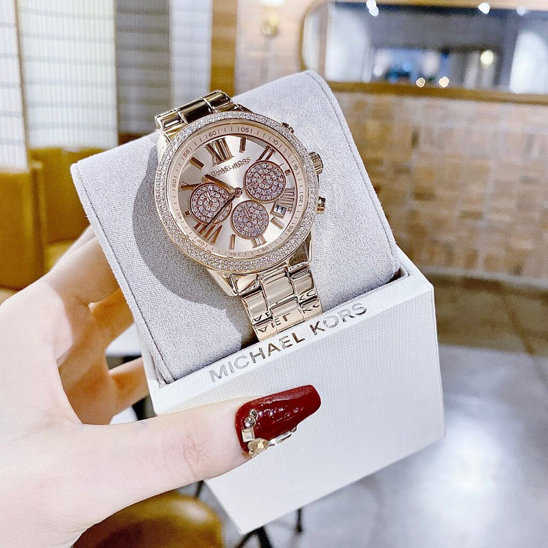 Michael Kors Bryn Chronograph Rose Gold Dial Rose Gold Steel Strap Watch For Women - MK7200 Buy Now By Michael Kors