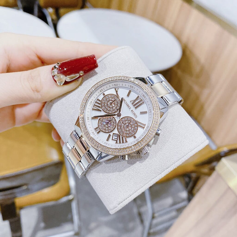 Michael Kors Bryn Pavé White Dial Two Tone Steel Strap Watch For Women - MK7201 Buy Now By Michael Kors