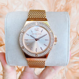 Michael Kors Lennox Three Hand Rose Gold Dial Rose Gold Mesh Strap Watch For Women - MK7336 Buy Now By Michael Kors