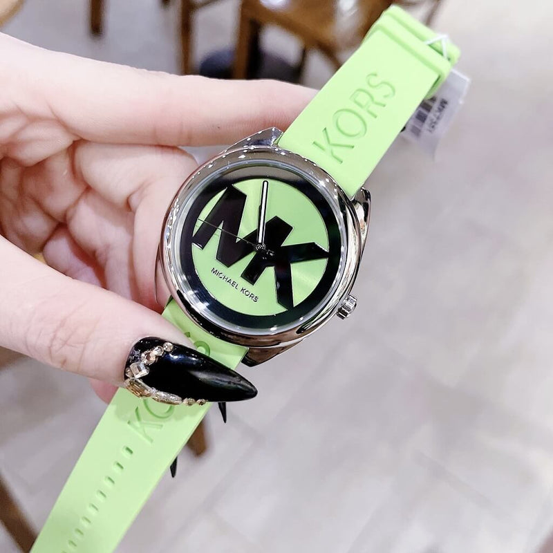 Michael Kors Janelle Three Hand Neon Green Dial Neon Green Rubber Strap Watch For Women - MK7351 Buy Now By Michael Kors